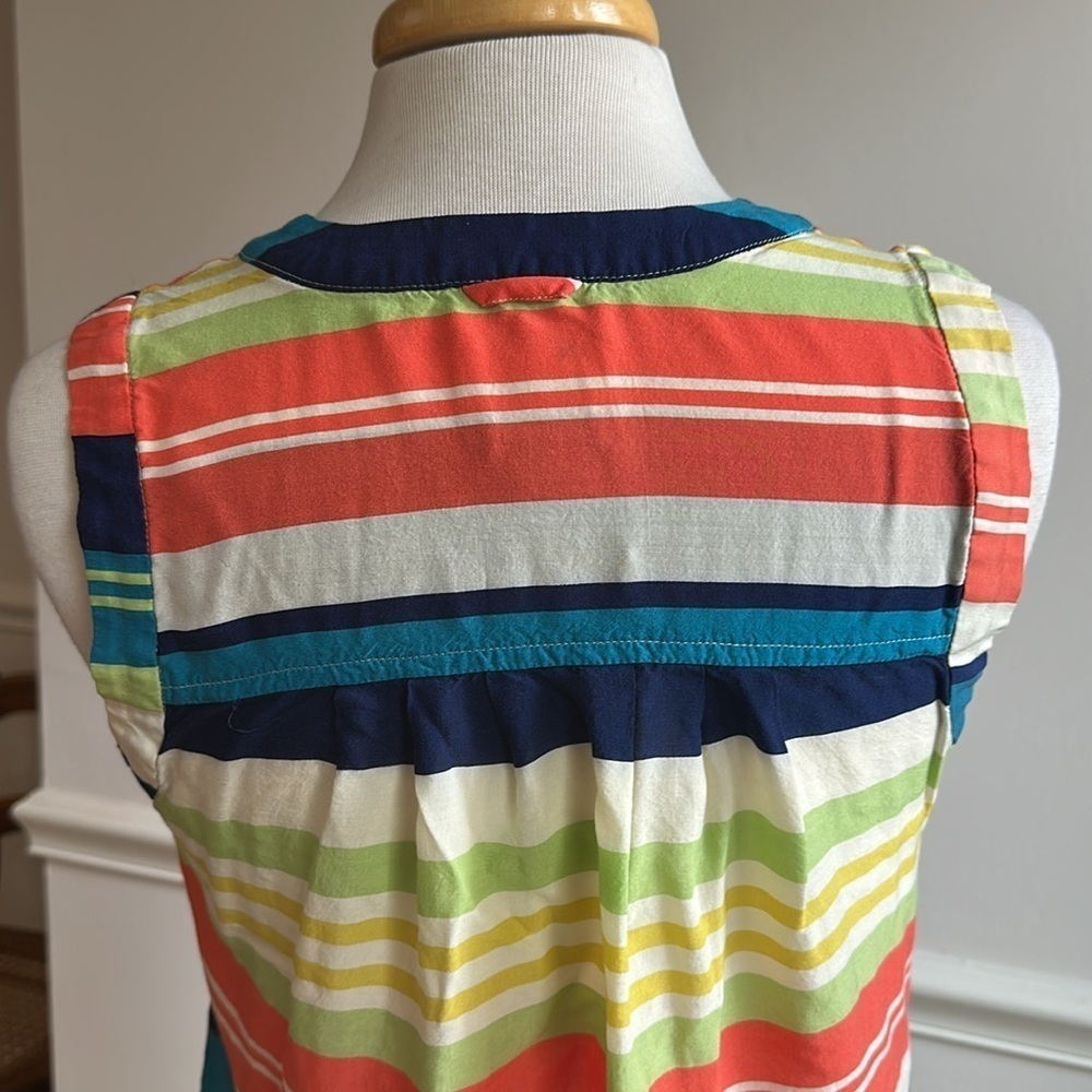 Anthropologie Maeve Sunseeker Rainbow Striped Sleeveless Blouse, Size 4P EUC - Picture 7 of 9